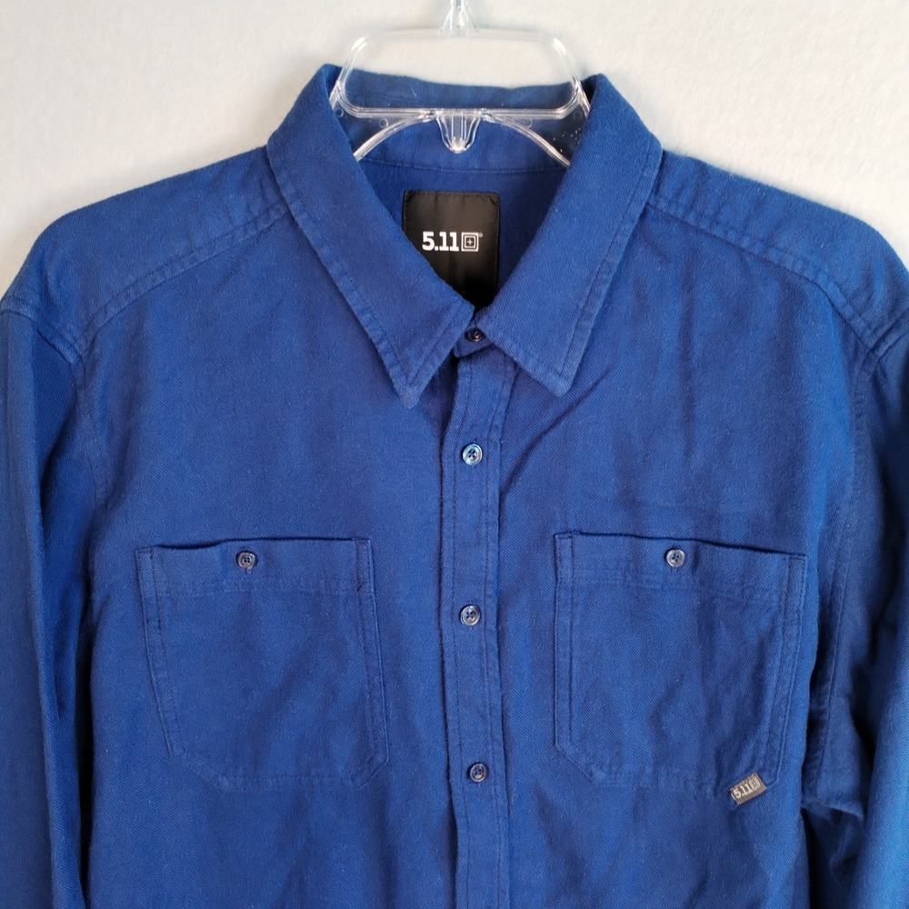 5.11 Tactical Flannel Men's Large Shirt Long Sleeve Solid Royal Blue Workwear